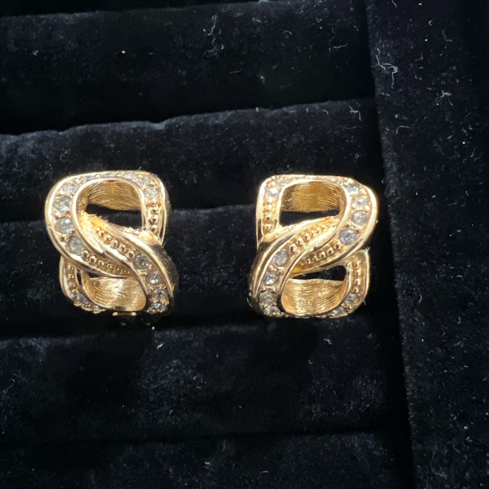Dior Gold and Silver Crystal Earrings